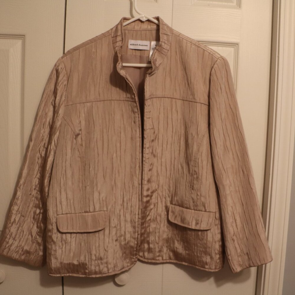 Alfred Dunner Womens Size 16 Tan Jacket Lined L/S Zip Front